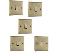 BG Electrical nab12 - Interruptor de luz individual, latón antiguo, 2 vías, 10AX, paquete de 5