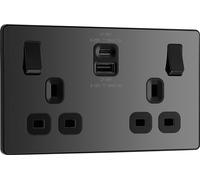 BG Electrical PCDBC22UAC22B - Enchufe de pared de doble conmutación con puertos de carga USB tipo A y tipo C, Evolve, cromo negro, 13 A, 22 W, PCDBC22UAC22B