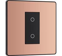 BG Electrical PCDCPTDS1B Interruptor de luz de pared con atenuación táctil secundaria, 2 vías, borde trasero, placa frontal sin tornillos, Evolve, cobre pulido, 200 W, PCDCPTDS1B