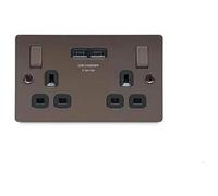 BG Electrical sbn22u3b - Enchufe doble de níquel negro con enchufes USB (3,1 amperios)