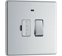 BG Electrical Unidad de conexión fusionada con placa plana sin tornillos con indicador de potencia, cromo pulido, 13 Amp