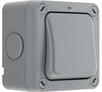BG Electrical WP12-01 Interruptor impermeable de 2 vías para exteriores, clasificación IP66, 20AX, gris