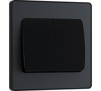 BG Evolve - Interruptor de doble luz gris mate (Black Ins), 20A 16Ax, 2 vías, basculante ancho