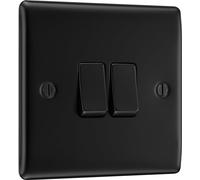 BG Interruptor eléctrico de luz doble, 2 vías, negro mate