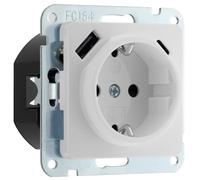 BG Oxford Enchufe Schuko Individual con USB A & C Atornillado Blanco, sin Marco, 16A
