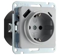 BG Oxford Enchufe Schuko Individual con USB A & C Atornillado Plata, sin Marco, 16A