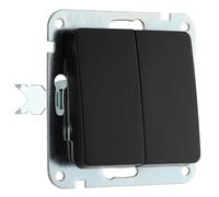 BG Oxford Interruptor de Luz Doble de 2 Vías con Rosca sin Marco, 10AX, Negro