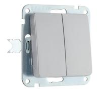 BG Oxford Interruptor de Luz Doble de 2 Vías con Rosca sin Marco, 10AX, Plateado