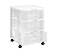 BG Spazio Cajonera Oficina Carro peluquería de plástico de 3 gavetas Blanco con Ruedas