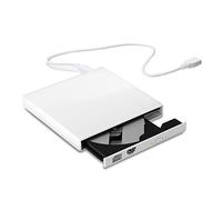 BGAZA Externo DVD Unidad óptica de accionamiento ROM USB 2.0 Jugador CD-RW Griterista del Quemador Reader Recorder Portatil for computadora portátil(Bianco)