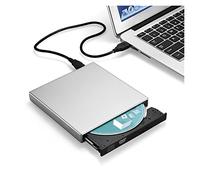 BGAZA Externo DVD Unidad óptica USB 2.0 CD/DVD-ROM CD-RW Jugador CD Grabador de Lector portátil Delgado del Quemador(Silver)