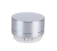 BGAZA LED portátil de Altavoces estéreo Bluetooth Wireless Mini Altavoz de subgraves Metal bajo estupendo TF Tarjeta for el Reproductor de música MP3(Silver)