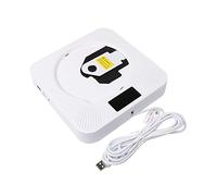 BGAZA Música portátil CD Player Bluetooth-Compatible en la Pared de Escritorio Smart Smart DVD Player Control Remoto Altavoz Hi-Fi FM Radio USB MP3(White US Plug)