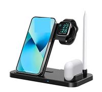 BGAZA Soporte de Cargador inalámbrico rápido de 30W for Reloj de teléfono 4 en 1 estación de Carga Plegable for Auriculares(Style 2 30W 4 in 1 B)