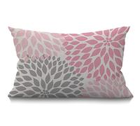 BGBDEIA Dahlia,Funda de cojín con diseño de flores abstracta, elegante, diseño de pétalo floral, rosa, gris y blanco, decorativa, de algodón, rectangular, para sofá, cama, 30x50 cm, 12x20 pulgadas