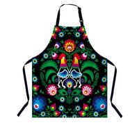 BGBDEIA Delantal de cocina con diseño de gallo y arte popular y floral polaco para mujeres y hombres, delantal de cocina ajustable unisex, delantal impermeable para el hogar, cocina, restaurante,