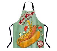 BGBDEIA Delantal vintage de chefs con póster de perro caliente, delantal de cocina y horneado para hombres y mujeres, delantal de cocina, delantal de carnicero, baberos para barbacoa y catering,