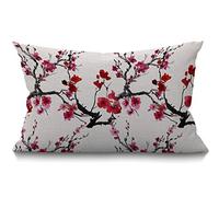 BGBDEIA Funda de cojín con diseño de cerezo japonés, decoración de cerezo, funda de almohada para sofá, sillón, lino y algodón, 30 x 50 cm, 30 x 50 cm