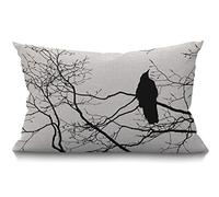 BGBDEIA Funda de cojín con diseño de cuervo gótico en una rama de árbol, decoración de granja, funda de almohada lumbar, regalos de inauguración de la casa, decoración de habitación familiar, 30 x 50
