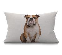 BGBDEIA Funda de cojín de bulldog inglés sentado sobre fondo blanco, lino y algodón, funda de almohada rectangular decorativa para sofá y cama, 12 x 20 pulgadas, 30 x 50 cm