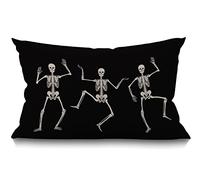 BGBDEIA Funda de cojín de calavera con diseño vintage de esqueleto divertido a la moda en blanco y negro otoño decoración del hogar fundas de almohada de algodón y lino 12 x 20 pulgadas 30 x 50 cm