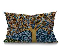 BGBDEIA - Funda de cojín decorativa a rayas, cintura lumbar de algodón y lino, cojín de sol a rayas para sofá, decoración del hogar, oblongo 30 x 50 cm 12x20 pulgadas