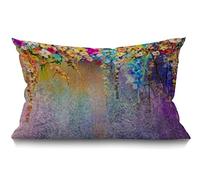 BGBDEIA Funda de cojín floral de 30x50 cm, pintura de acuarela, flores coloridas, hojas, rectangulares, funda de almohada de lino de algodón para cama, sofá de 12x20 pulgadas