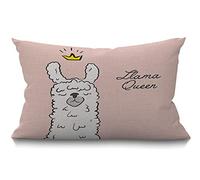 BGBDEIA - Funda de cojín lumbar (30 x 50 cm, decoración para dormitorio, salón, alpaca con corona), diseño de animales lindos y divertidos, rectangular, para cama, sofá