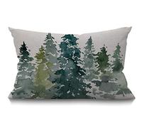 BGBDEIA Funda de cojín lumbar con diseño de abeto gris acuarela, 30 x 50 cm, decorativa, para dormitorio, sala de estar, coníferas, funda de almohada rectangular para cama, sofá