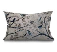 BGBDEIA Funda de cojín rectangular de 30 x 50 cm, con diseño de pájaros y ramas de árbol, color azul y gris, 30 x 50 cm, con cremallera invisible, para sofá, silla, sala de estar