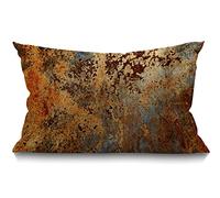BGBDEIA Funda de cojín rectangular de 30 x 50 cm, funda de almohada de lino suave, color marrón óxido, estructura de hierro de acero oxidado, moderna funda de almohada abstracta para sofá, cama, sofá,