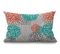 BGBDEIA Fundas de cojín decorativas de lino de 30 x 50 cm, rectangulares, color azul, aguamarina, naranja, gris, patrón floral, anclas, fundas de almohada para jardín, patio, sala de estar, sofá