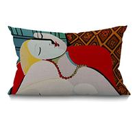 BGBDEIA Picasso Le Reve The Dream Painting - Funda de cojín decorativa de lino, 30 x 50 cm, rectangular, para jardín, patio, sala de estar, sofá