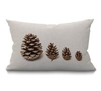 BGBDEIA Pinecones,Funda de cojín lumbar de 30x50 cm, 12x20 pulgadas, decoración para dormitorio, sala de estar, cono de pino perenne, plantas de coníferas, color marrón, rectangular, para cama, sofá