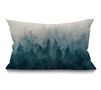 BGBDEIA Scenery Series,Funda de cojín lumbar de 30x50 cm, 12x20 pulgadas, decoración para dormitorio, sala de estar, diseño de hojas de pino, silueta de niebla brumosa, rectangular, para cama, sofá