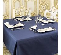 BgEurope Luxe Bleu uni Nappe anti taches Proof résistant - Rectangle - Grandes tailles, bleu, (140cm x 350cm (55" x 137"))
