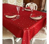 BGEUROPE Mantel - Antimanchas - Rojo y Plata - Ref. Christmas Stars - 150cm x 350cm