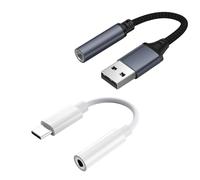Bgfaquri 2 Piezas Adaptador USB y USB C a Jack 3,5 mm Hembra, Tarjeta de Sonido USB Externa, Adaptador de Audio para Auriculares y Micrófono Compatible con PC, Portátil, Linux, Escritorio y PS4/PS5