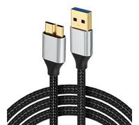 Bgfaquri - Cable USB 3.0 macho a Micro B 3.0, cable de disco duro de 5 Gbps, trenzado de nailon reforzado, compatible con disco duro externo WD, Toshiba Canvio, Galaxy S5, My Passport Elements, 0,5 m
