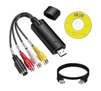 Bgfaquri Capturadora de Video y Audio USB Convertidor, USB 2.0 Convertidor de VHS a Digital Tarjeta Captura Audio Video para Digitalizar VHS VCR DVD Videocámara a PC Windows Grabador AV USB PAL NTSC