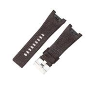 BGFFDSZ Compatible con correa de reloj Diesel for hombre Dz4246 Dz1273 Dz1216, impermeable, cómoda, de cuero suave, con interfaz cóncava.(Brown(LZ)-Steel-K3)