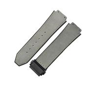 BGFFDSZ Compatible con Hublot Yuki Big Bang de cuero, resistente al agua, al sudor y a la intemperie, correa de reloj de gamuza esmerilada duradera, interfaz convexa especial, accesorios.(Gray-Black-Z