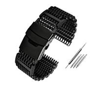 BGFFDSZ Compatible con SEIKO Seiko No.5 SRPD69K1 Omega Breitling Cool Shark Correa de malla de acero inoxidable Correa de reloj Milanesa Cadena de 20 mm, 22 mm y 24 mm(3114 black,24mm)