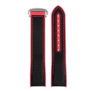 BGFFDSZ Correa de nailon y caucho 20 mm, 21 22 compatible con Omega SEAMASTER PLANET OCEAN for hombre. cierre desplegable. Accesorio reloj silicona(Black red silver,22mm)