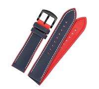 BGFFDSZ Correa de reloj caucho y fibra nailon compatible con Casio Ferrari GT, correa impermeable negra roja(Blue Red - Black A,22mm)