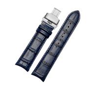 BGFFDSZ Correa de reloj de piel de vaca con extremo curvo de 20, 21 y 22 mm for 8633, 517793 y 617793. Compatible con pulseras Rossini, Longines, Tissot, Citizen y CASIO Arc.(Blue-silver B,20mm-width)