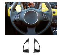 BGFFDSZ Embellecedor for el Marco del Panel de Botones del Volante de Coche, Estilo Fibra de Carbono Suave, Compatible con Fiat 500 2010-2015, Accesorio for automóvil(Carbon Fiber Black)