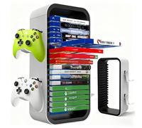 BGGCHEECA OYO-1【40.1 cm】 Torre de almacenamiento de juegos compatible con PS5/Xbox Series S y X/Switch, organizadores universales de discos de videojuegos 18 piezas con 4 soportes para mandos, soporte