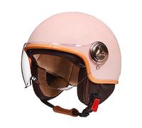 BGGNG Casco Moto Retro,ECE Homologado Abierta Medio Jet Casco,Casco Scooter con Visera,Ciclomotor Casco para Hombres y Mujeres Adultos I,54-61CM
