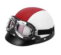 BGGNG Moda Personalidad Abierto Casco Moto Verano Retro Medio Casco,Dot/ECE Homologado Casco con Gafas,para Hombres Mujeres Ciclomotor Vintage Style Casco Gorra B,55-62CM